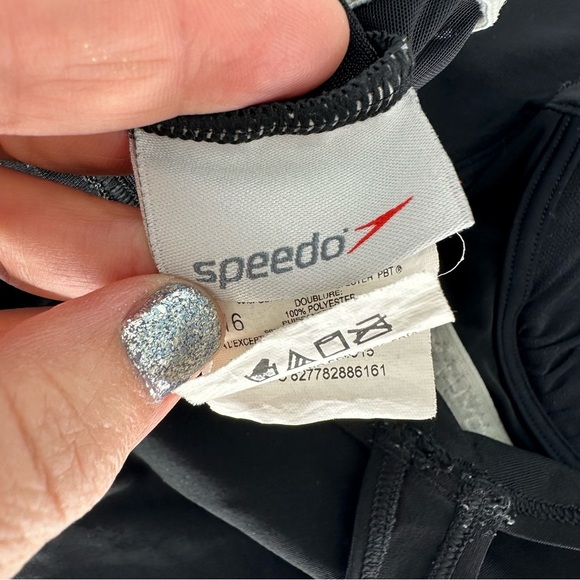 Speedo Solid Shirred Tank One Piece Black size 16 - Picture 11 of 12